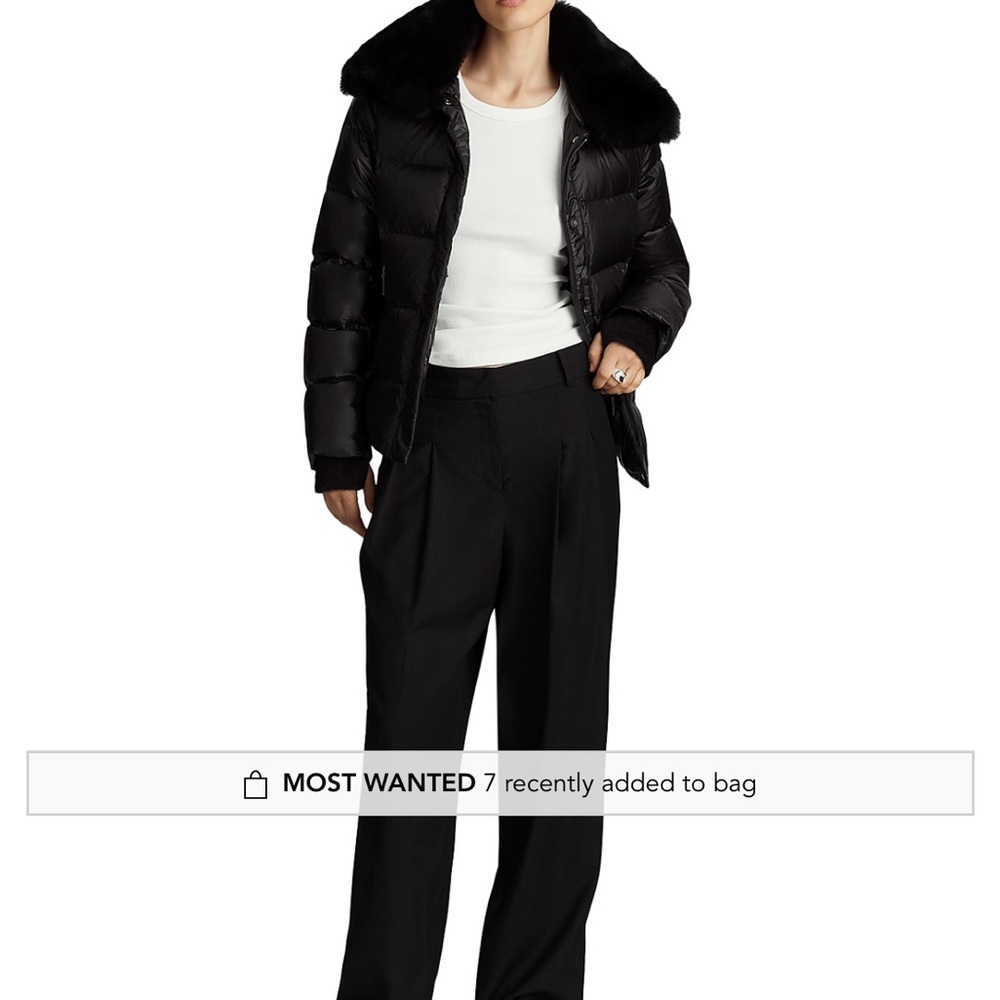 Dawn Levy Black Puffer Jacket with Fur Collar
